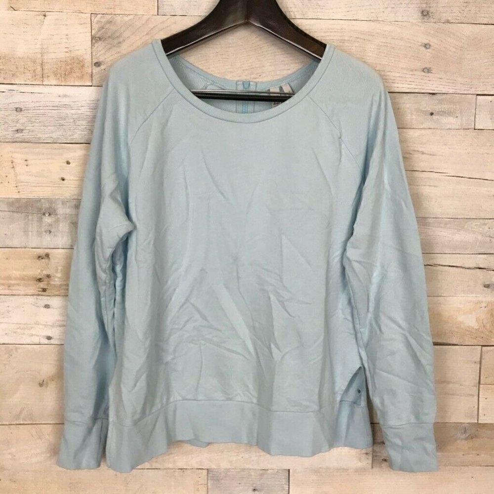 Z By Zella Blouse Blue Long Sleeve Scoop Medium